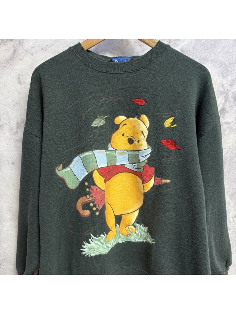 Vintage 90s Winnie The Pooh Sweatshirt Graphic Crewneck Disney Dark Green XL